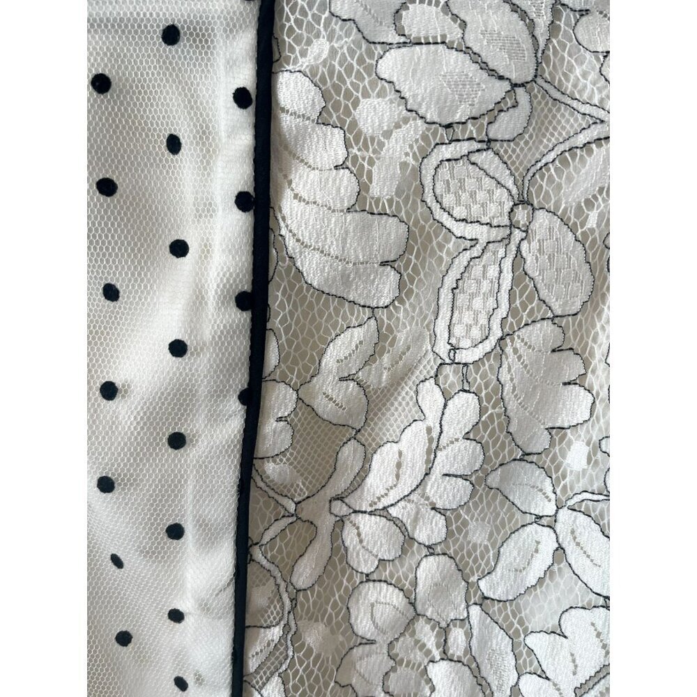SKIES ARE BLUE Anthropologie White Black Lace Blouse S Women's Floral Polka Dot - Picture 6 of 6